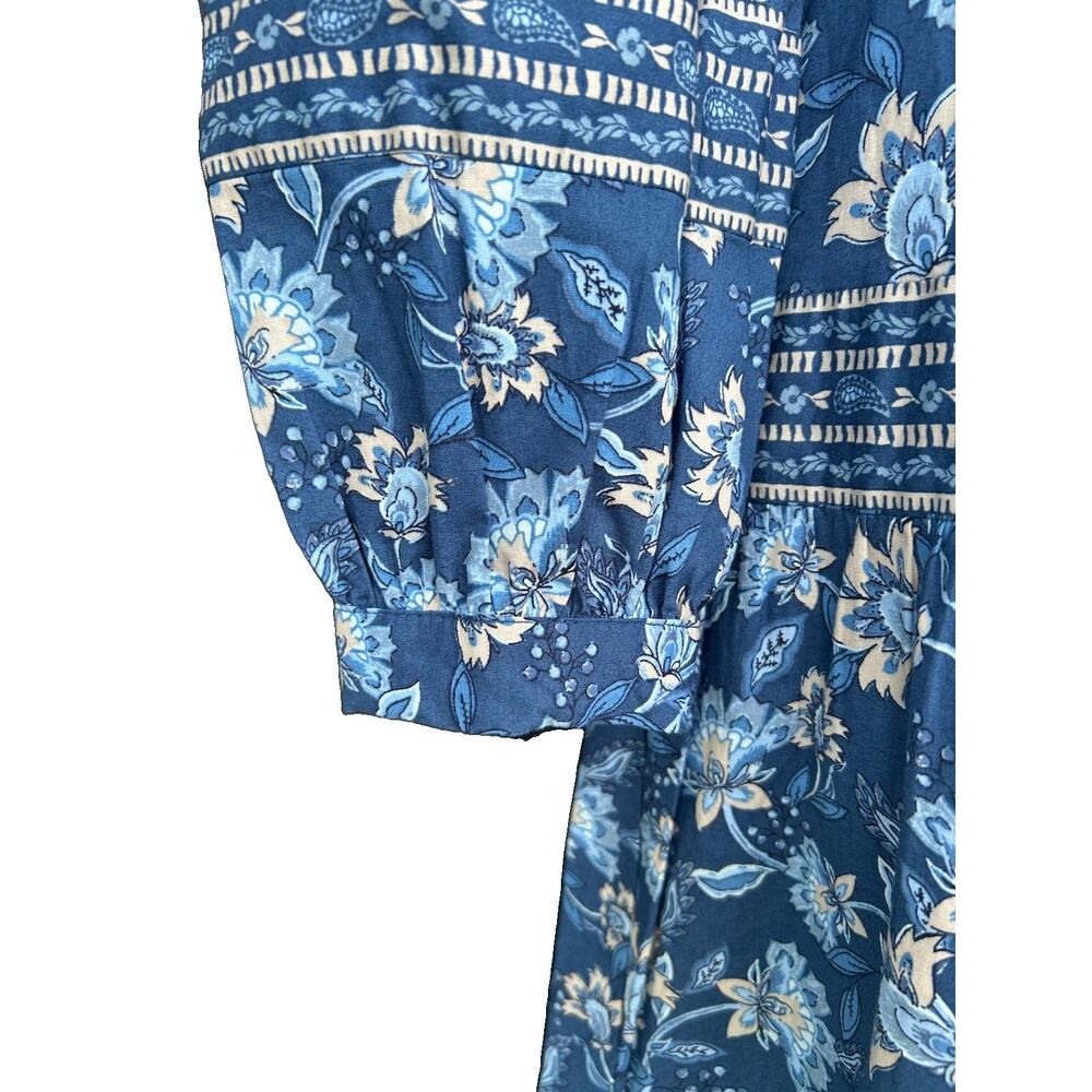 NEW Loft Paisley Bow Pocket Boho Maxi Dress Blue NWT Size XS Cottagecore Boho - Picture 7 of 14